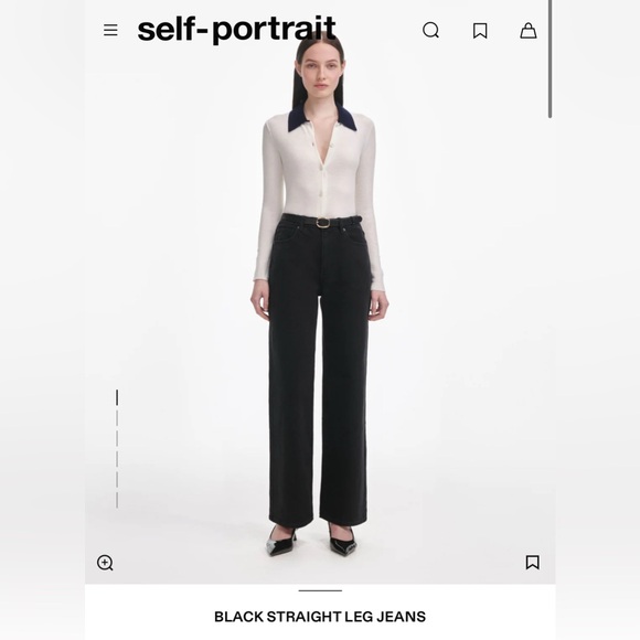 Self Portrait Black High Waisted Straight Jean.